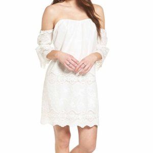 Astr the label - lace embroidered off the should shift